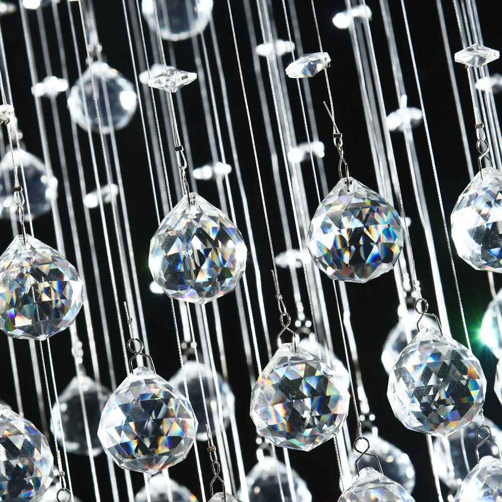 Spiral Three Sphere Raindrop Crystal Chandelier Lighting