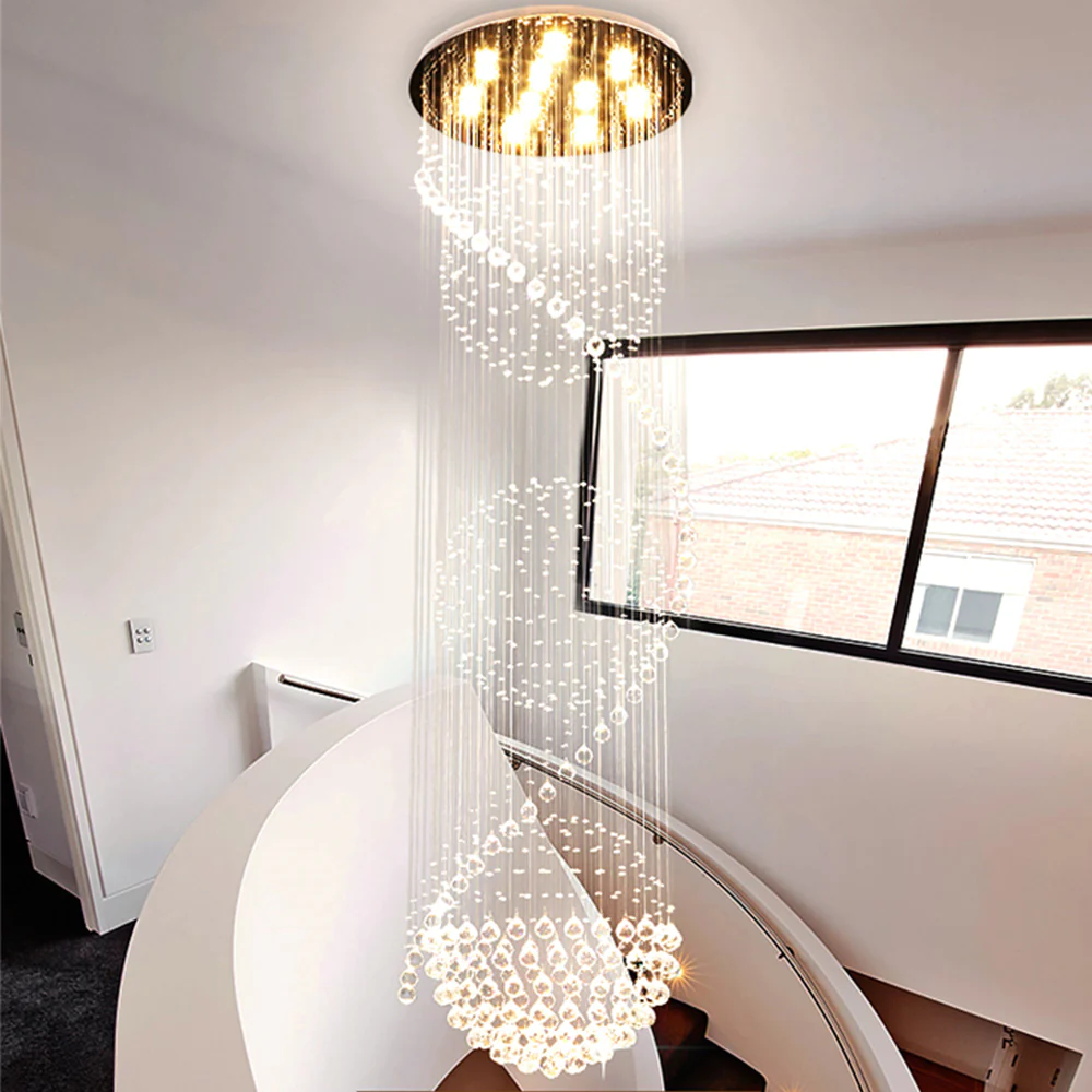 Spiral Three Sphere Raindrop Crystal Chandelier Lighting