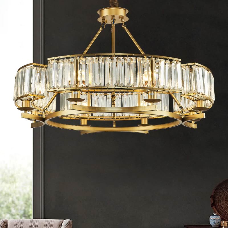 Round Modern Rustic Crystal Chandelier