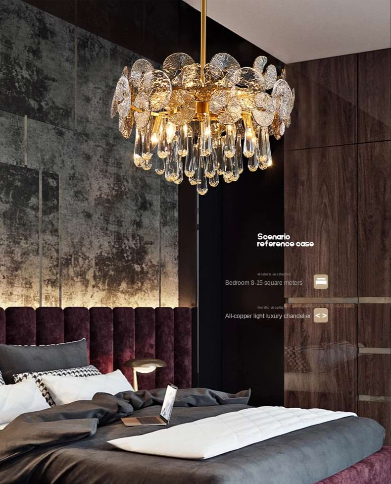 Modern Luxury Gold Glass Chandelier