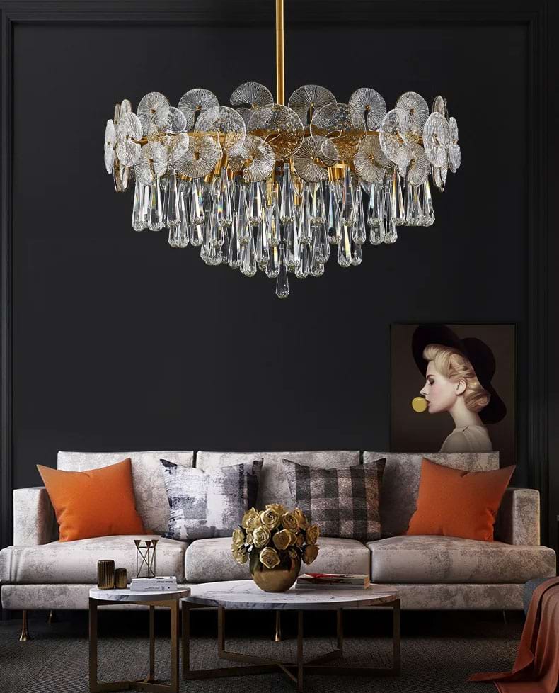 Modern Luxury Gold Glass Chandelier