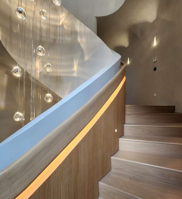 Round Crystal Staircase Chandelier