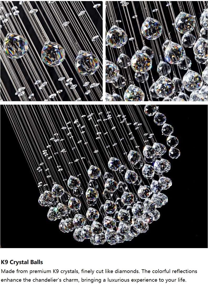 Spiral Three Sphere Raindrop Crystal Chandelier