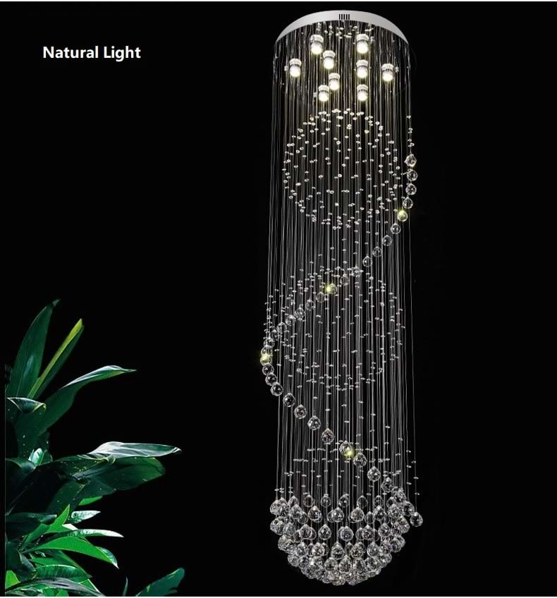 Spiral Three Sphere Raindrop Crystal Chandelier