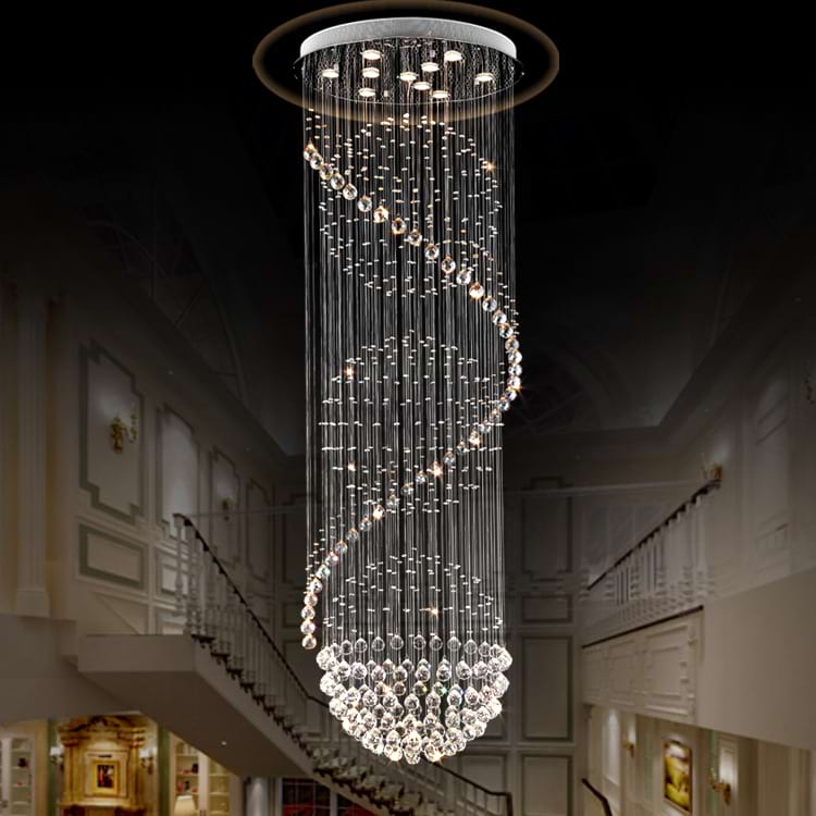 Spiral Three Sphere Raindrop Crystal Chandelier