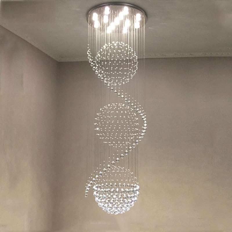 Spiral Three Sphere Raindrop Crystal Chandelier