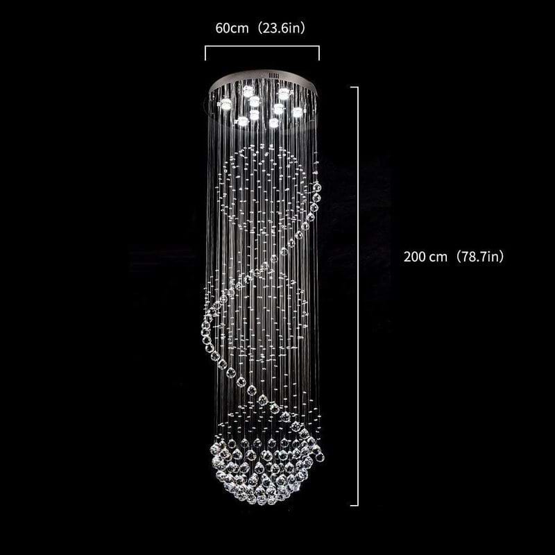 Spiral Three Sphere Raindrop Crystal Chandelier