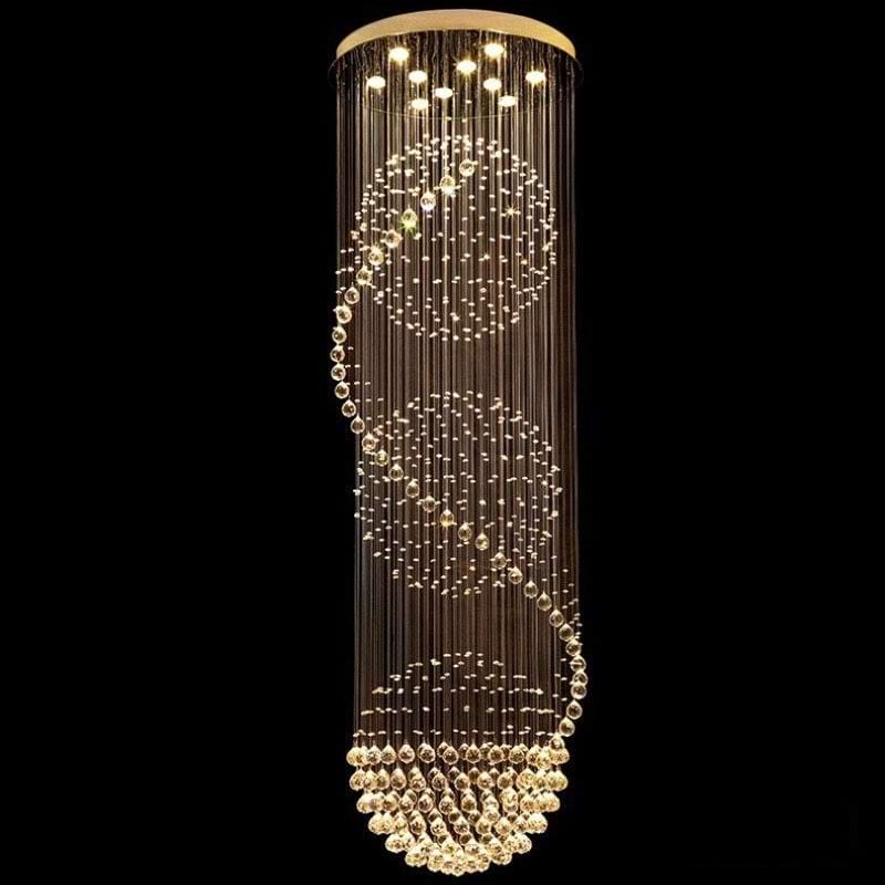 Spiral Three Sphere Raindrop Crystal Chandelier