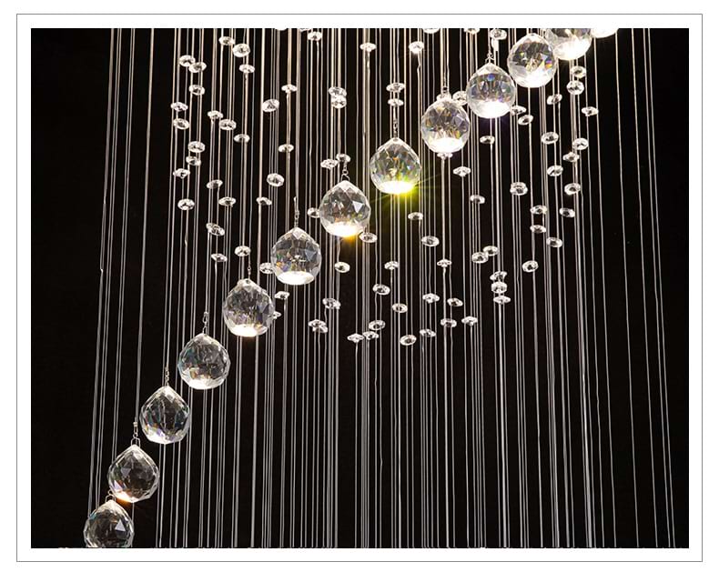 Spiral Three Sphere Raindrop Crystal Chandelier