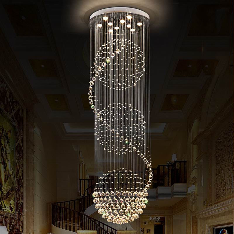 Spiral Three Sphere Raindrop Crystal Chandelier