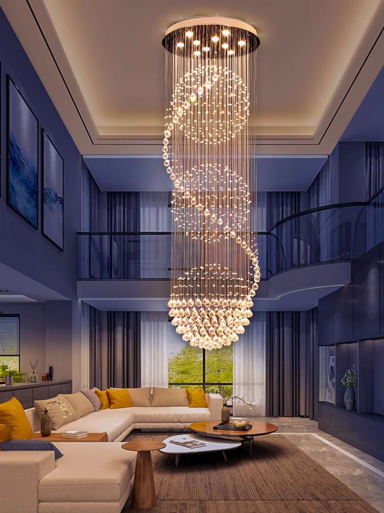Spiral Three Sphere Raindrop Crystal Chandelier