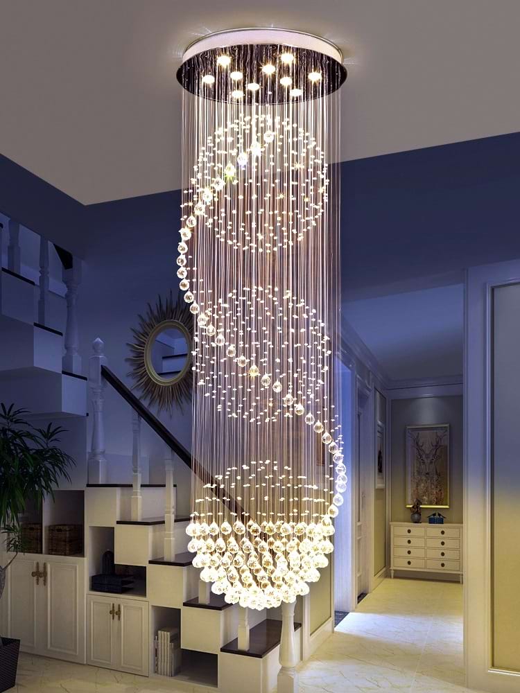 Spiral Three Sphere Raindrop Crystal Chandelier