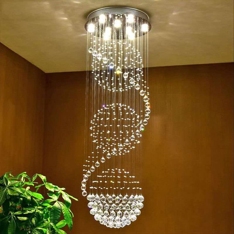Spiral Three Sphere Raindrop Crystal Chandelier