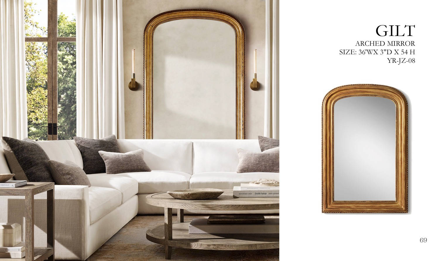 Gilt Arched Mirror