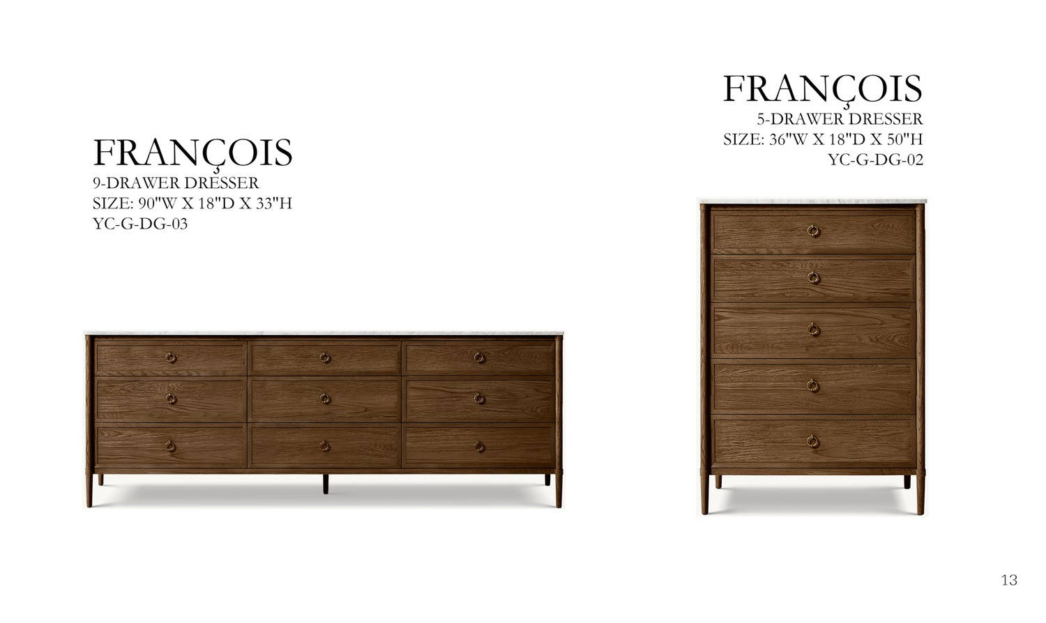 François 5-Drawer Narrow Dresser |