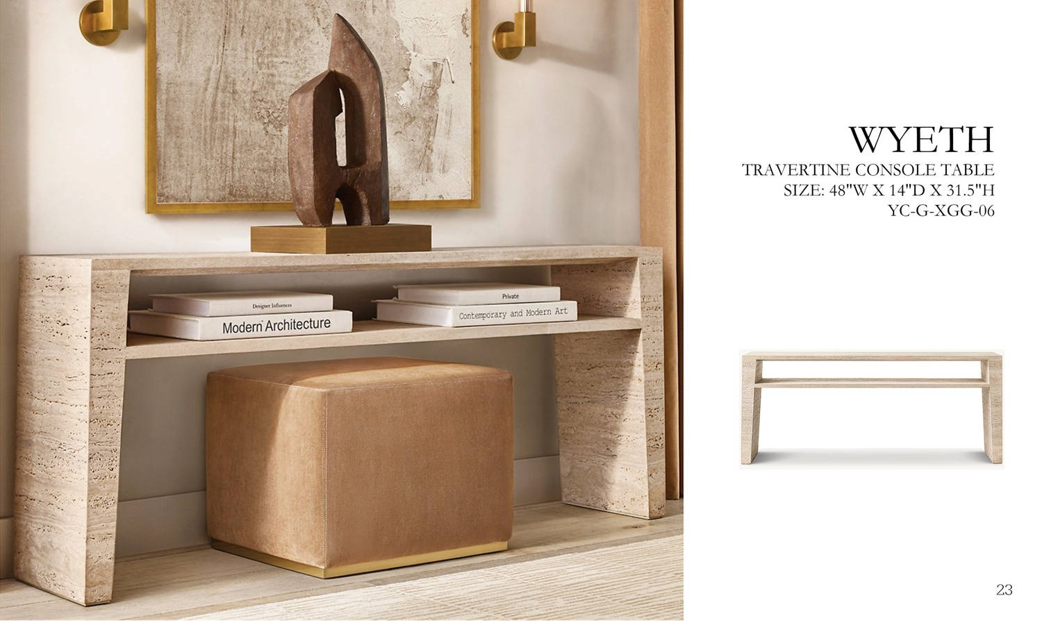 Wyeth Travertine Console Table