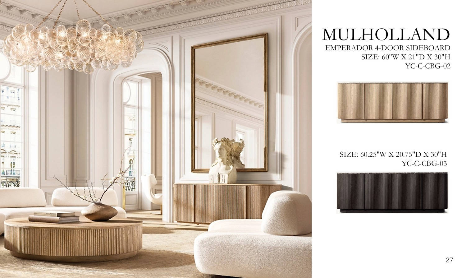 Mulholland Emperador 4-Door Sideboard