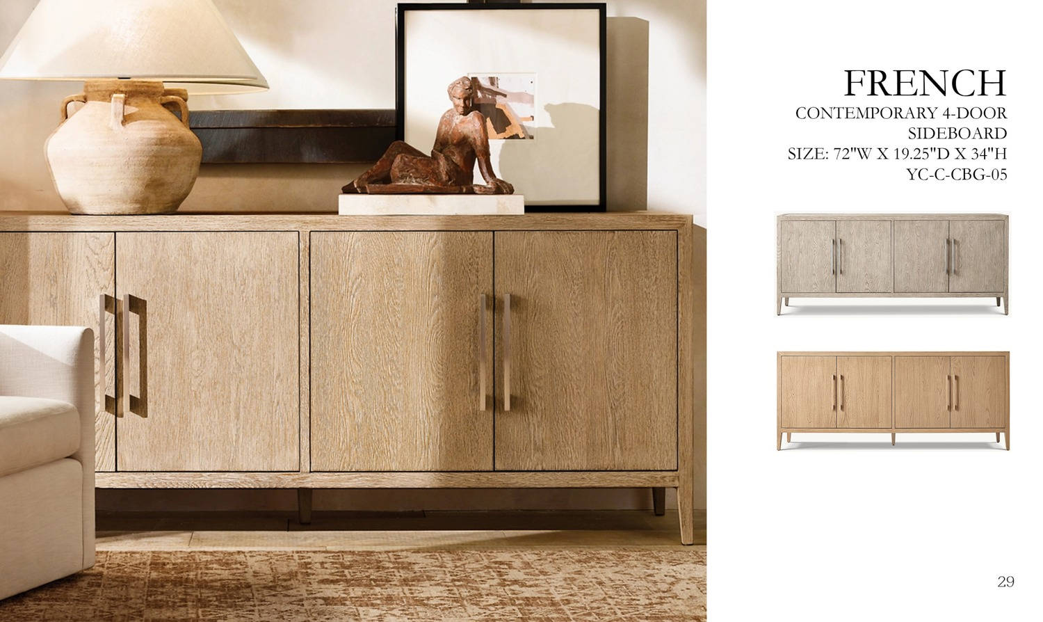 French Contemporary 4-Door Sideboard