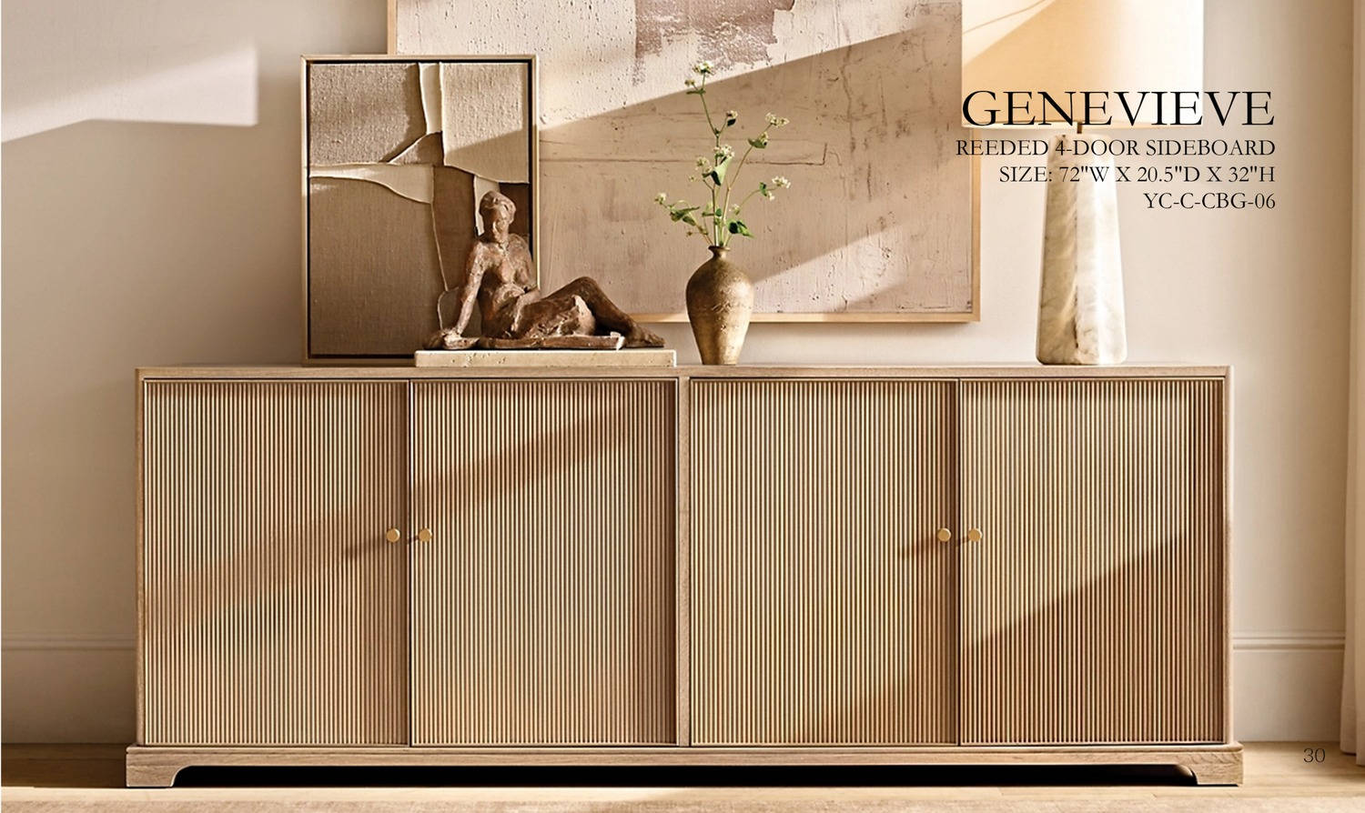 Genevieve Reeded 4-Door Sideboard