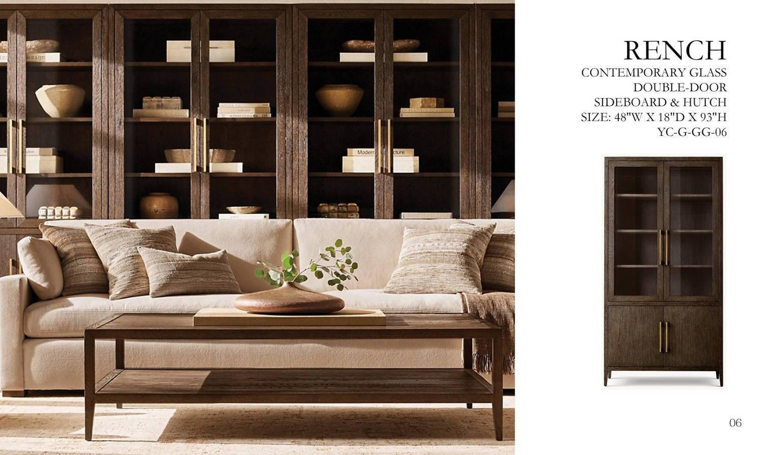 French Contemporary Glass Double-Door Sideboard & Hutch